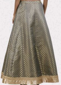 INDYA Grey Banarasi Maxi Skirt