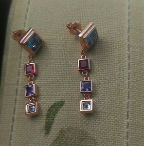 Rose gold plated 925 silver Gemstone earrings