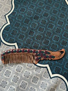 Vintage Peacock Comb &amp; Mirror Set