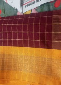 Maroon Yellow Saree