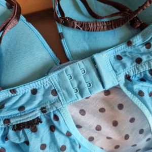 La Senza Blue Polka Dot Babydoll – Size M
