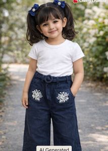 Cute Floral Embroidered Pants