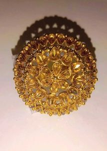 Stone And Beeds Golden Ring