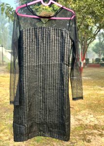 KAZO Women Black Mesh Bodycon Dress