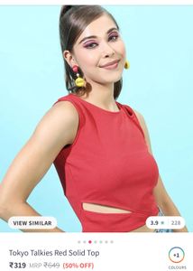 Tokyo Talkies Red Slit Crop Top