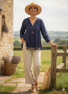 💙Boho Chic,Effortless Fit|NEXT Navy Tassel Tunic✨