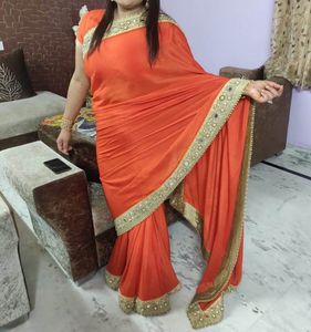 ✨ Stunning Orange Embroidered Saree ✨