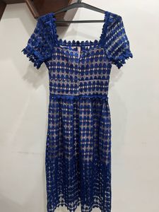 Navy Lace Midi Dress