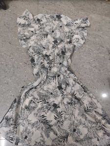 Printed White Ruffle Sleeve Cheongsam