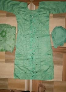 Green Embroidered Kurta Set