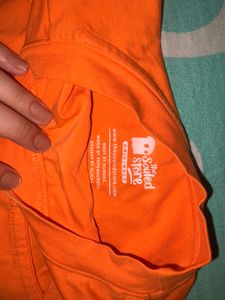 Bright Orange Cutout Long Sleeve Top