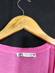 Zara Pink V-neck T-Shirt (Women)