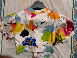 Funky Print Tie-Front Top