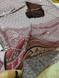 Printed Saree With Stone Work