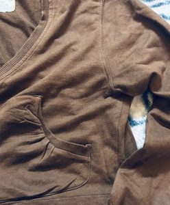 Vintage Zara TRF Brown Cropped Zip Up Hoodie