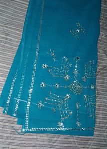 Teal Embellished Saree