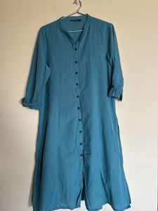 Teal Button-Down Dress