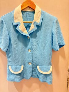 Beautiful Korean Blue And White Top