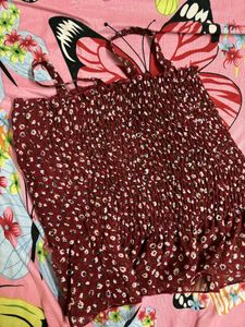 Beautiful Flower Print Maroon Top