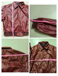 Burgundy Leather Over Size luxury Jacket