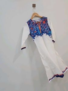 Biba White Floral Kurta