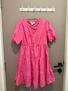 Zara Pink Eyelet Tiered Mini Dress