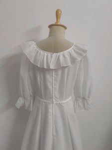 Vintage White Ruffled Gown