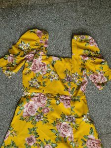 Floral Print Yellow Dress