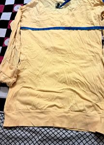 Yellow   Pure  Cotton  Top Full Sleeve