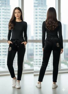 Elegant Black Velvet Joggers