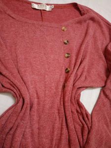 Maroon Button-Down Long Sleeve Top
