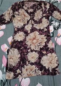 Black Jeans With Floral Print Short Kurti