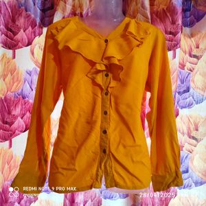 Ruffled Button-Down Top