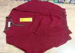 Maroon Knit Pullover Sweater