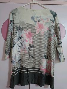 Grey Pink Flower Top