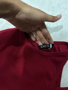 Wine Red Cropped Top