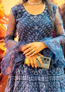 Elegant Blue Embellished Ethnic Gown