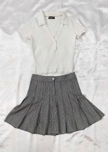 Sweater Top with Pleated Skirt Set