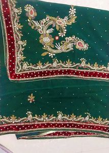 Full Zari Work Bride Saree Hand Made Without Damag
