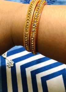 Diamond Stone Necklace Set With Bangles