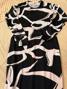 Abstract Print Long Sleeve Dress