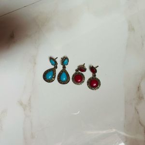 2 Vintage Drop Earrings Set