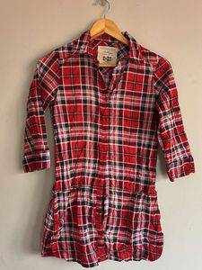 Red Plaid Shirt Top