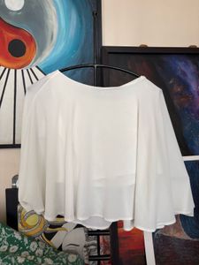 Zara White Flowy Crop Top