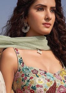 Lapink Embroidered Hand Work Plazzo Crop Top