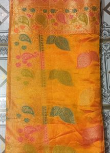 Silk Saree - Orange with Paisley