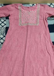 Pink Embroidered Kurti