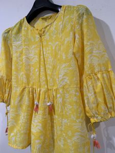 Yellow Botanical Print Top