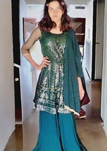 Green Embellished Kurta Set