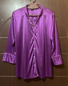 Purple Satin Pajama Set